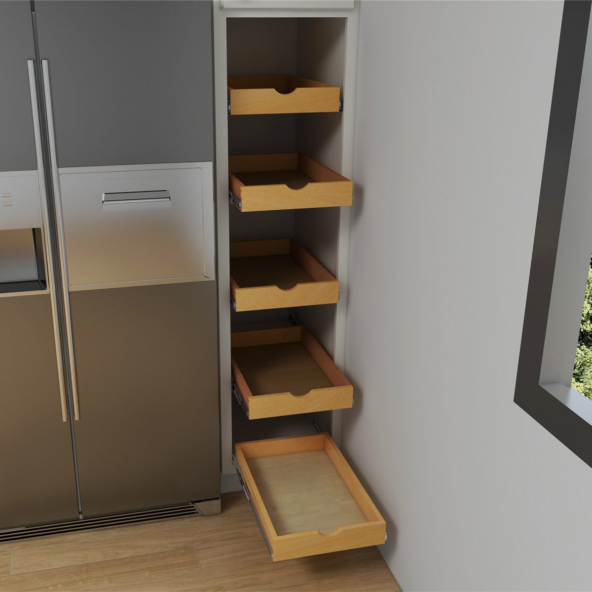 Daiona Solid Wood Pull-Out Drawer Box – 21" Deep Cabinet Organizer in Multiple Widths Out Tray with Brackets